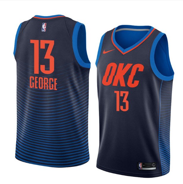 Mens Oklahoma City Thunder 13# Paul George Blue Basketball Jersey