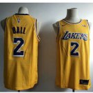 Mens Los Angeles Lakers 2# Lonzo Ball Jersey Yellow New