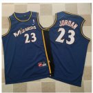 Men's Wizards 23# Michael Jordan Blue Basketball Jersey Throwback Fine Embroidery