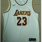 Mens Lebron James #23 Lakers basketball jesey – white 2018-19 throwback