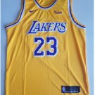 Mens  Lebron James #23 Lakers basketball jesey – yellow 2018-19 throwback