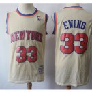 MENS  New York Knicks 33# Patrick Ewing Jersey Cream white throwback