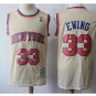 MENS  New York Knicks 33# Patrick Ewing Jersey Cream white throwback