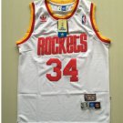 Mens Houston Rockets 34# Hakeem Olajuwon Throwback Jersey White