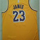 Mens 2018 New Lakers #23 Lebron James yellow jersey stitched