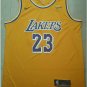 Mens 2018 New Lakers #23 Lebron James yellow jersey stitched