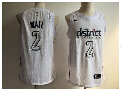 Washington Wizards 2# John Wall Basketball White Jersey