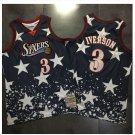 Philadelphia 76ers 3# Allen Iverson Black Basketball Jersey Fine Embroidery