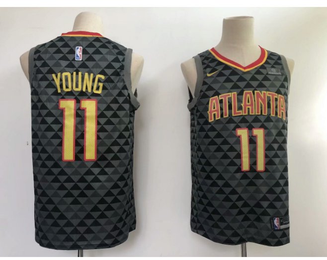 Men's New Atlanta Hawks 11# Trae Young Throwback Basketball Jersey Black