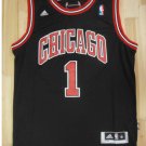 Men's  Chicago Bulls #1 Derrick Rose Black Basketball Jersey Throwback