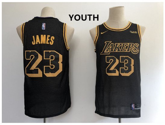 Youth Los Angeles Lakers 23# LeBron James Black Basketball Jersey