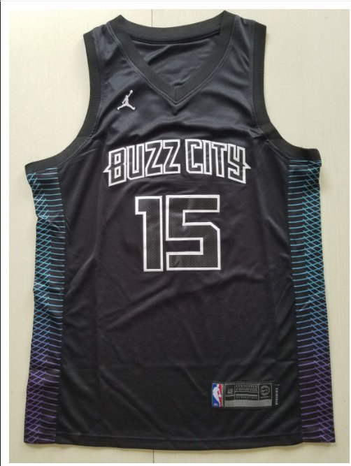 Men's 2018 Charlotte Hornets 15# Kemba Walker Basketball Jersey Black