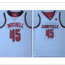 Men's University of Louisville 45# Donovan Mitchell Basketball Throwback Jersey White NCAA