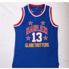 Men's Harlem Globetrotters 13# Wilt Chamberlain Blue Basketball Throwback Jersey NCAA