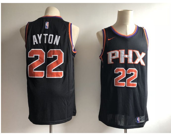 Men's Phoenix Suns 22# Deandre Ayton Black Basketball Stitched Swingmen Jersey