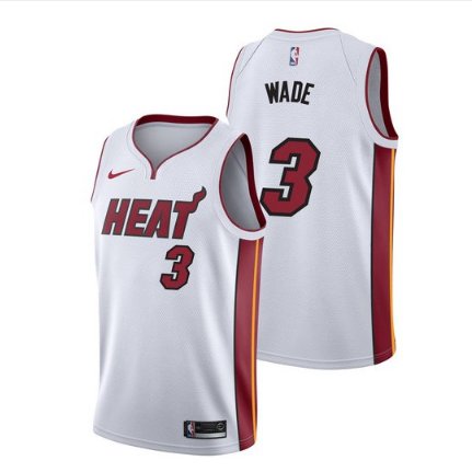 Men's Miami Heat 3# Authentic Wade Basketball Stitched Jersey white