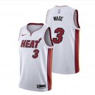 Men's Miami Heat 3# Authentic Wade Basketball Stitched Jersey white