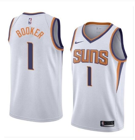 Men's Phoenix Suns 1# Devin Booker White Basketball Jersey