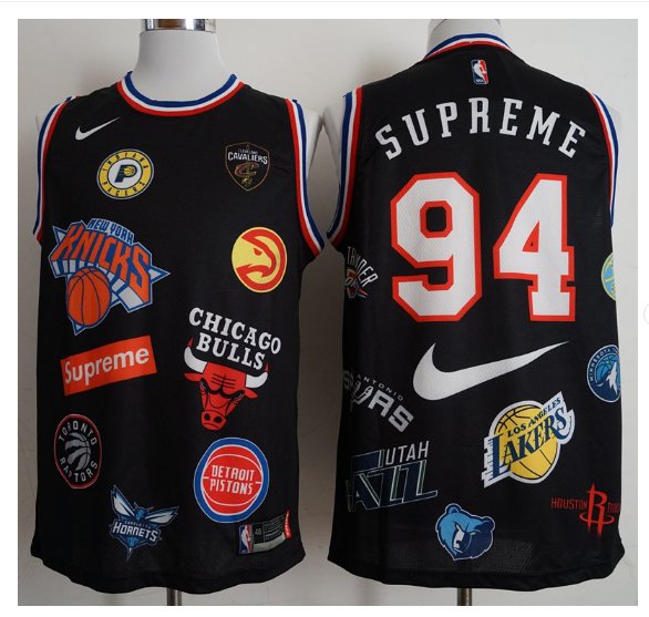 MENS 2018 SUPREME NIKE NBA LOGO #94 blue Basketball Jersey J.R. Smith model