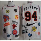 Mens 2018 SUPREME NIKE NBA LOGO #94 White Basketball Jersey J.R. Smith model