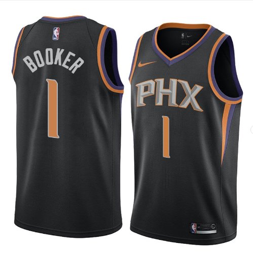 Mens Phoenix Suns #1 Devin Booker Black Basketball Stitched Jerseys