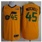 MENS New Utah Jazz 45# Donovan Mitchell Basketball Stitched Jersey Yellow