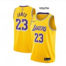 Youth Lakers #23 LeBron James Yellow Jersey Circular collar New