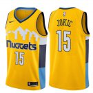 Mens Denver Nuggets #15 Nikola Jokic Basketball Stitched Jersey Yellow