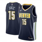 Mens Denver Nuggets #15 Nikola Jokic Basketball Stitched Jersey Blue Navy