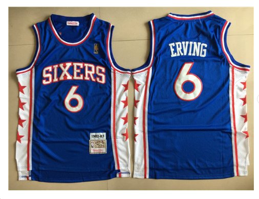 Philadelphia 76ers #6 Julius Erving Blue Basketball Jersey