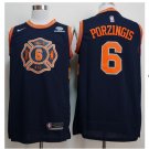Mens New York Knicks 6 Kristaps Porzingis Basketball Jersey Black