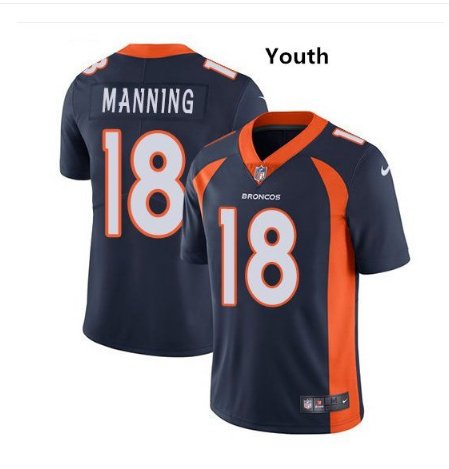 Youth kid Denver Broncos 18 Peyton Manning color rush jersey navy blue