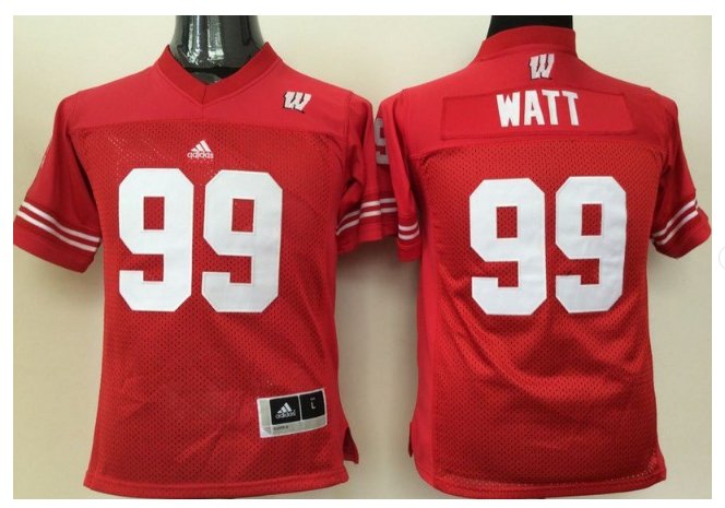 Youth Wisconsin Badgers 99 J.J Watt College Jersey red
