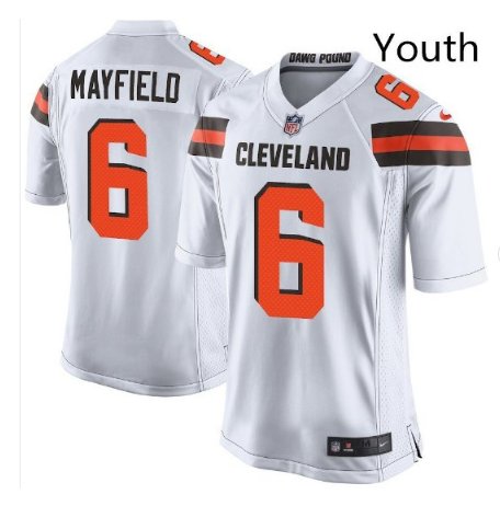 Youth Kid Browns #6 Baker Mayfield jersey white