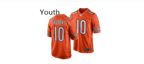 Youth Kid Chicago Bears 10 Mitchell Trubisky jersey orange