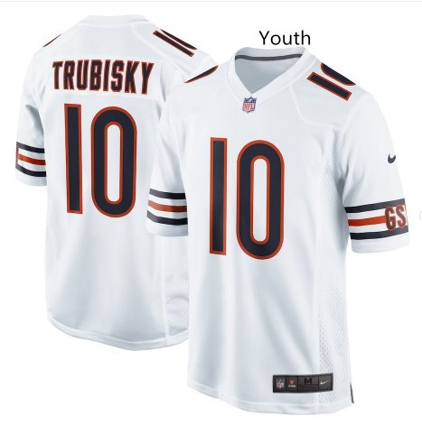 Youth Kid Chicago Bears 10 Mitchell Trubisky jersey white