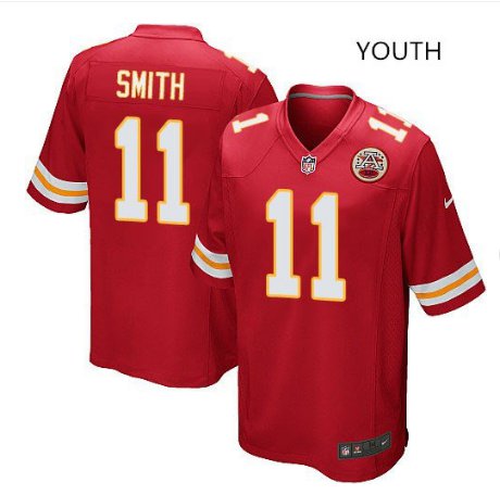 Youth KC Chiefs #11 Alex Smith game jersey red
