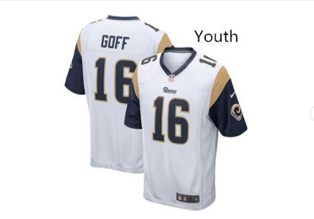 Youth Rams #16 Jared Goff game jersey blue