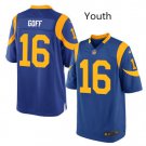 Youth Rams #16 Jared Goff game jersey blue