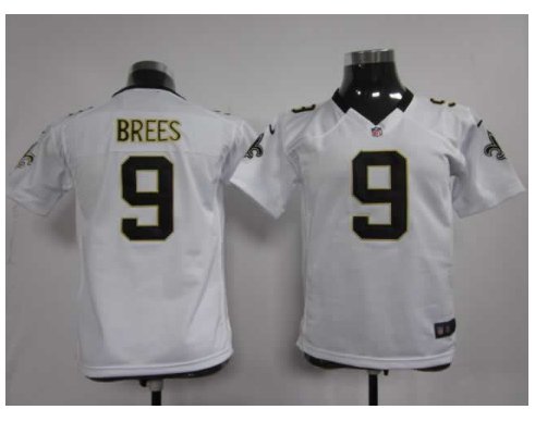 Youth New Orleans Saints #9 Drew Brees Stitched Football jersey white