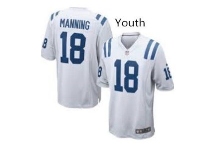 Youth Colts #18 Peyton Manning Football jersey white