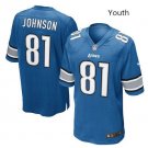 Youth Detroit Lions #81 Calvin Johnson Football jersey blue