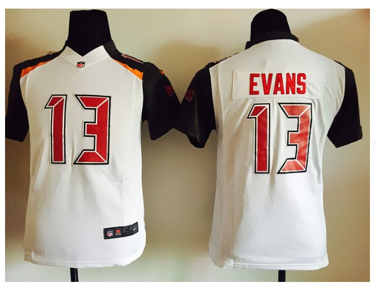 Youth kids Buccaneers #13 Mike Evans Stitched jersey white
