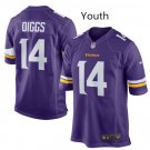 Youth kid Vikings #14 Stefon Diggs game football jersey purple