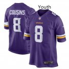 Youth kid Vikings #8 Kirk Cousins game jersey purple