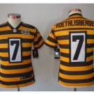 Youth Pittsburge Steelers #7 Roethlisberger jersey yellow stripe