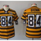 Youth kids Steelers #84 Antonio Brown Stitched jersey yellow stripe