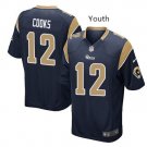 Youth kid Rams #12 Brandin Cooks game jersey navy blue