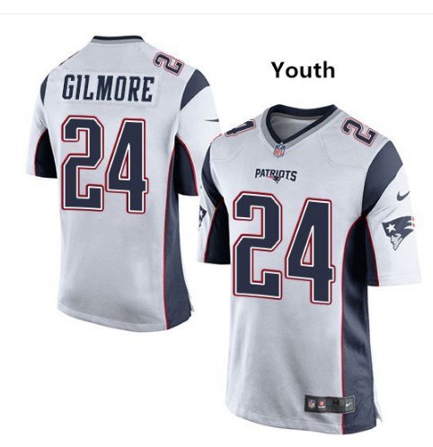 Youth boys Patriots 24 Stephon Gilmore jersey white