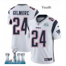 Youth boys Patriots 24 Stephon Gilmore Super Bowl jersey white
